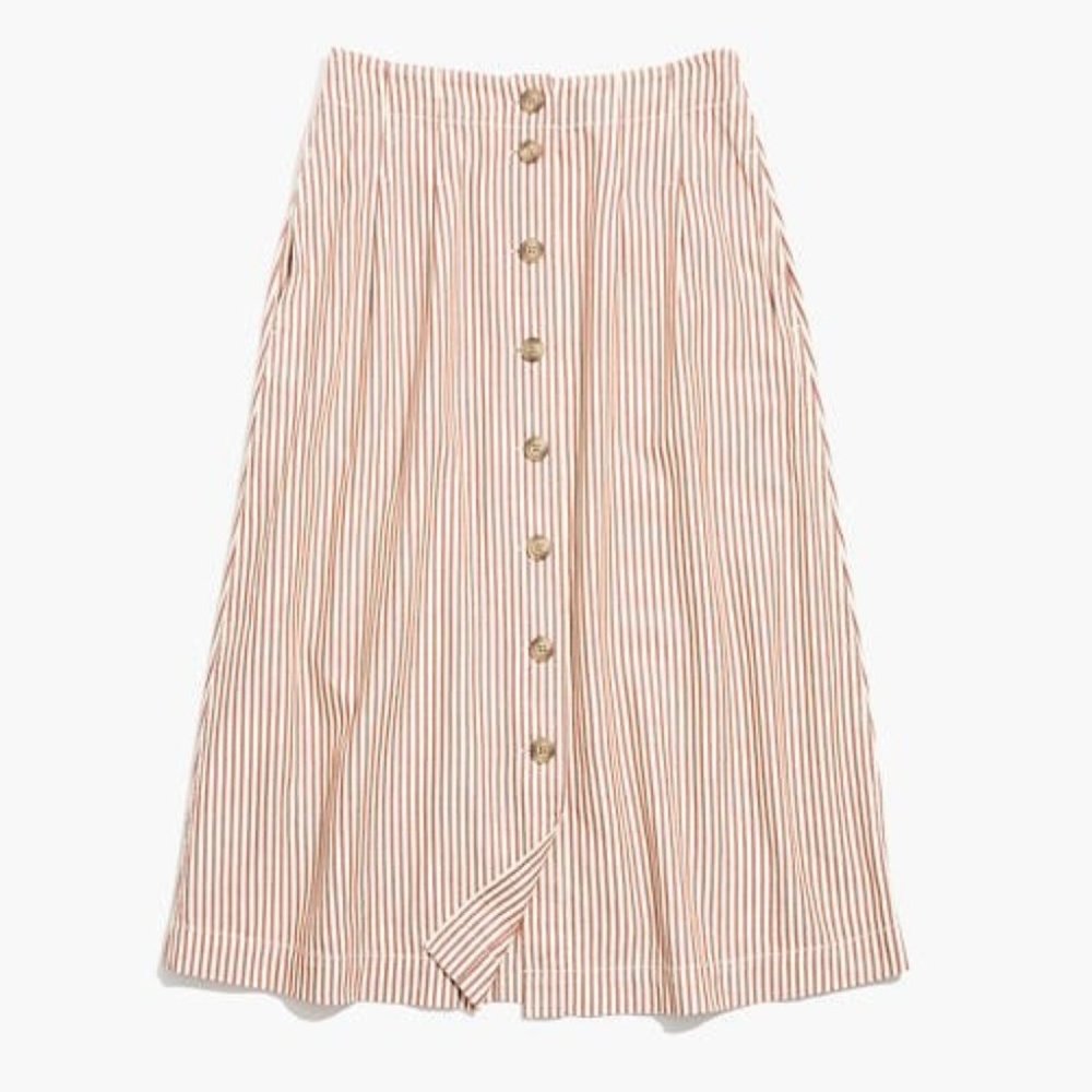 Madewell Patio Button-Front Midi Skirt